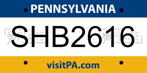 SHB2616 Pennsylvania License Plate