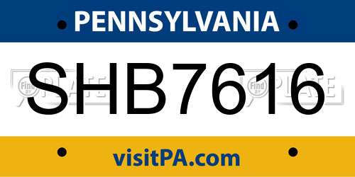 SHB7616 Pennsylvania License Plate