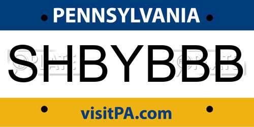 SHBYBBB Pennsylvania License Plate