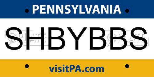 SHBYBBS Pennsylvania License Plate