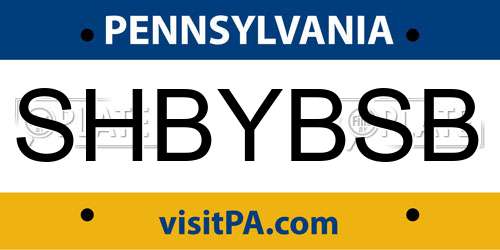 SHBYBSB Pennsylvania License Plate