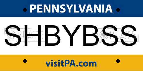 SHBYBSS Pennsylvania License Plate