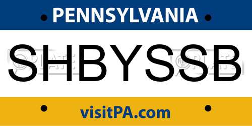 SHBYSSB Pennsylvania License Plate