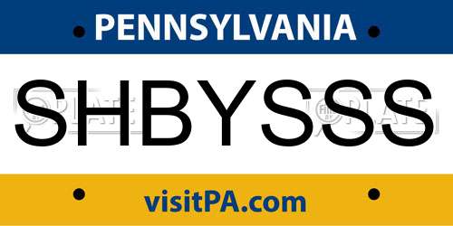 SHBYSSS Pennsylvania License Plate