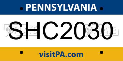 SHC2030 Pennsylvania License Plate
