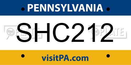 SHC212 Pennsylvania License Plate