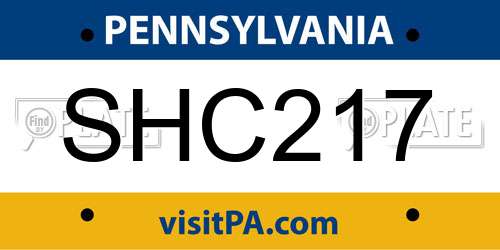 SHC217 Pennsylvania License Plate