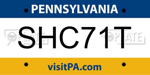 SHC71T Pennsylvania License Plate