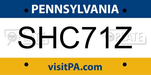 SHC71Z Pennsylvania License Plate