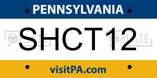 SHCT12 Pennsylvania License Plate