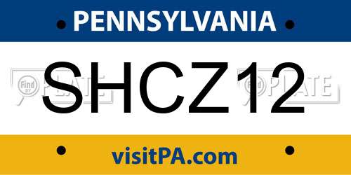 SHCZ12 Pennsylvania License Plate