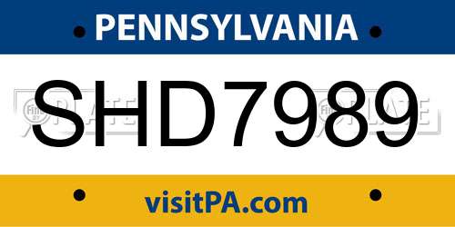 SHD7989 Pennsylvania License Plate
