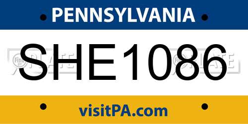 SHE1086 Pennsylvania License Plate