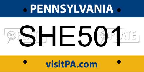 SHE501 Pennsylvania License Plate