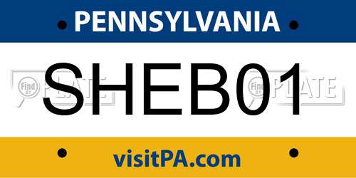SHEB01 Pennsylvania License Plate