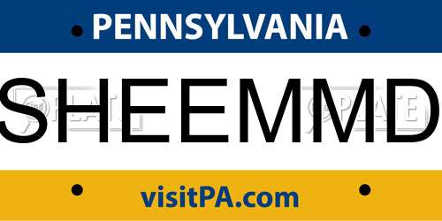 SHEEMMD Pennsylvania License Plate