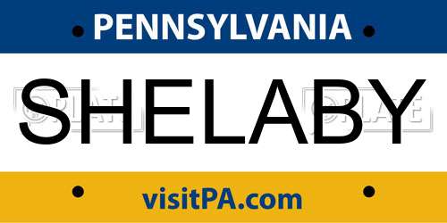 SHELABY Pennsylvania License Plate