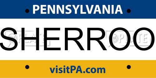 SHERROO Pennsylvania License Plate