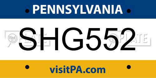 SHG552 Pennsylvania License Plate