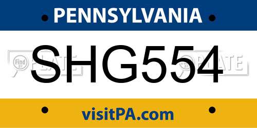 SHG554 Pennsylvania License Plate