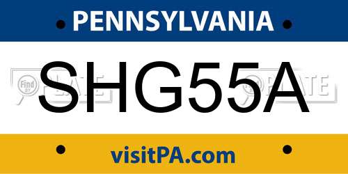 SHG55A Pennsylvania License Plate