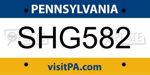 SHG582 Pennsylvania License Plate
