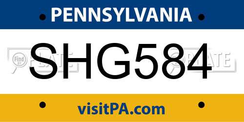 SHG584 Pennsylvania License Plate