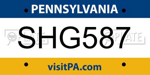SHG587 Pennsylvania License Plate