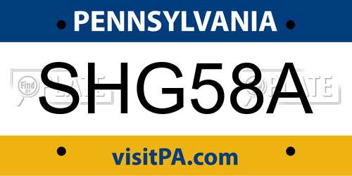 SHG58A Pennsylvania License Plate