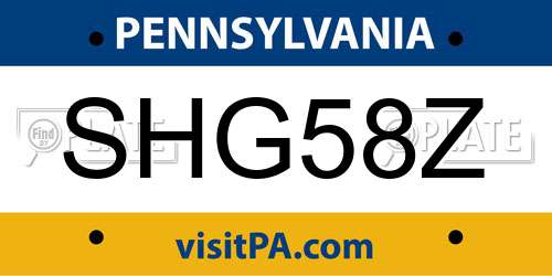 SHG58Z Pennsylvania License Plate