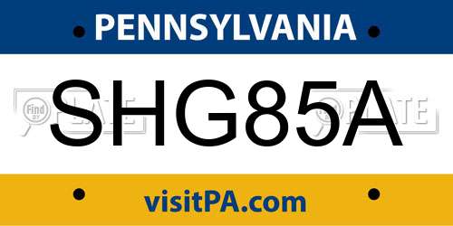 SHG85A Pennsylvania License Plate