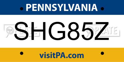 SHG85Z Pennsylvania License Plate