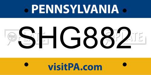 SHG882 Pennsylvania License Plate