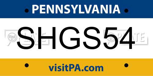 SHGS54 Pennsylvania License Plate