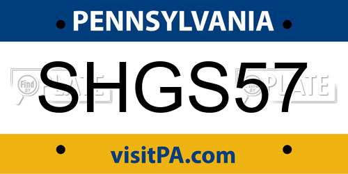 SHGS57 Pennsylvania License Plate
