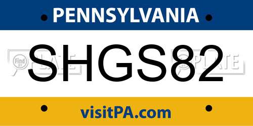 SHGS82 Pennsylvania License Plate