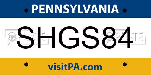 SHGS84 Pennsylvania License Plate
