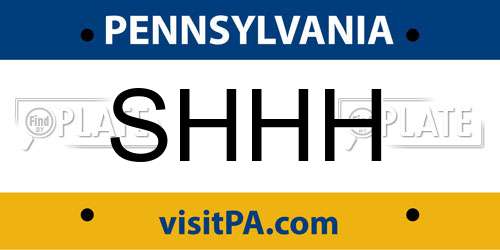 SHHH Pennsylvania License Plate