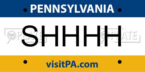 SHHHH Pennsylvania License Plate