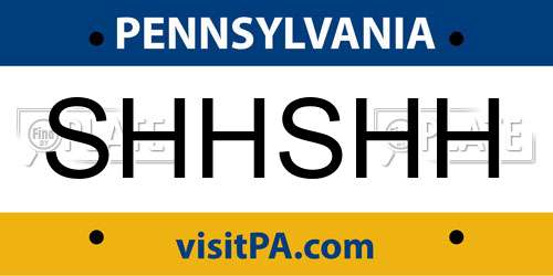 SHHSHH Pennsylvania License Plate
