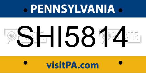 SHI5814 Pennsylvania License Plate