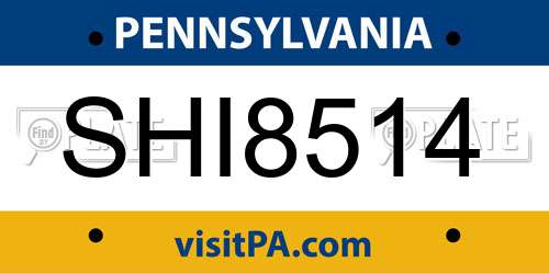 SHI8514 Pennsylvania License Plate