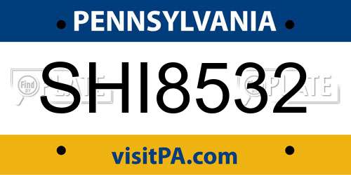 SHI8532 Pennsylvania License Plate