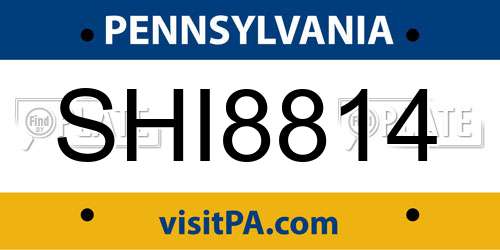 SHI8814 Pennsylvania License Plate