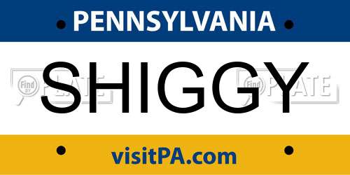 SHIGGY Pennsylvania License Plate