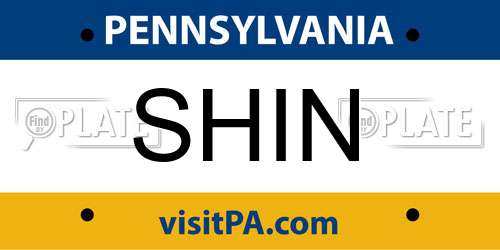SHIN Pennsylvania License Plate