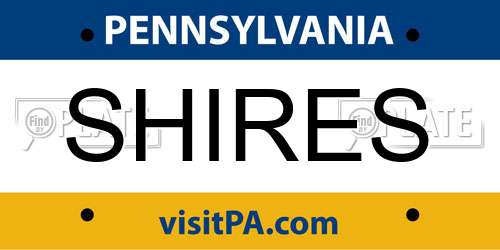 SHIRES Pennsylvania License Plate
