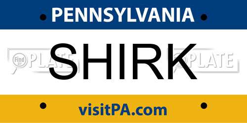 SHIRK Pennsylvania License Plate