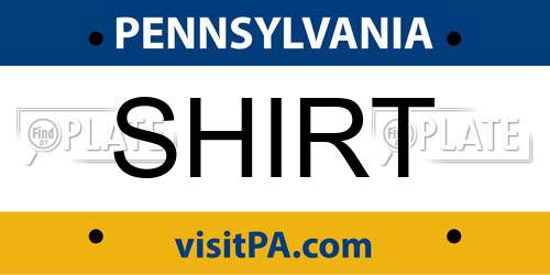 SHIRT Pennsylvania License Plate