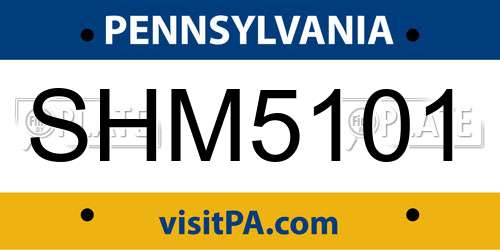 SHM5101 Pennsylvania License Plate